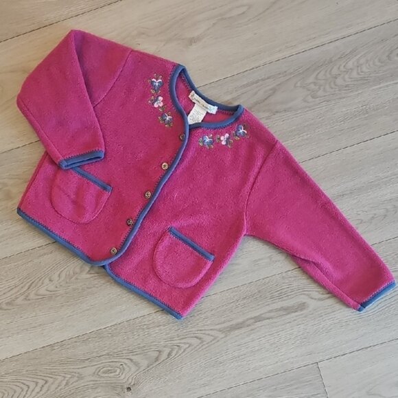 Other - Vintage Puddles n Bubbles Embroidered Fleece Cardigan 4T